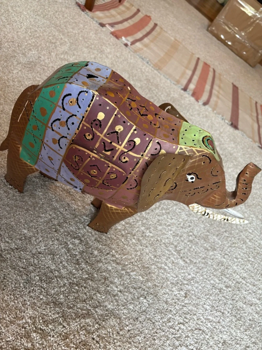 Pier 1 Imports India Metal Decorated Metal Elephant Tea Candle Holder Lantern